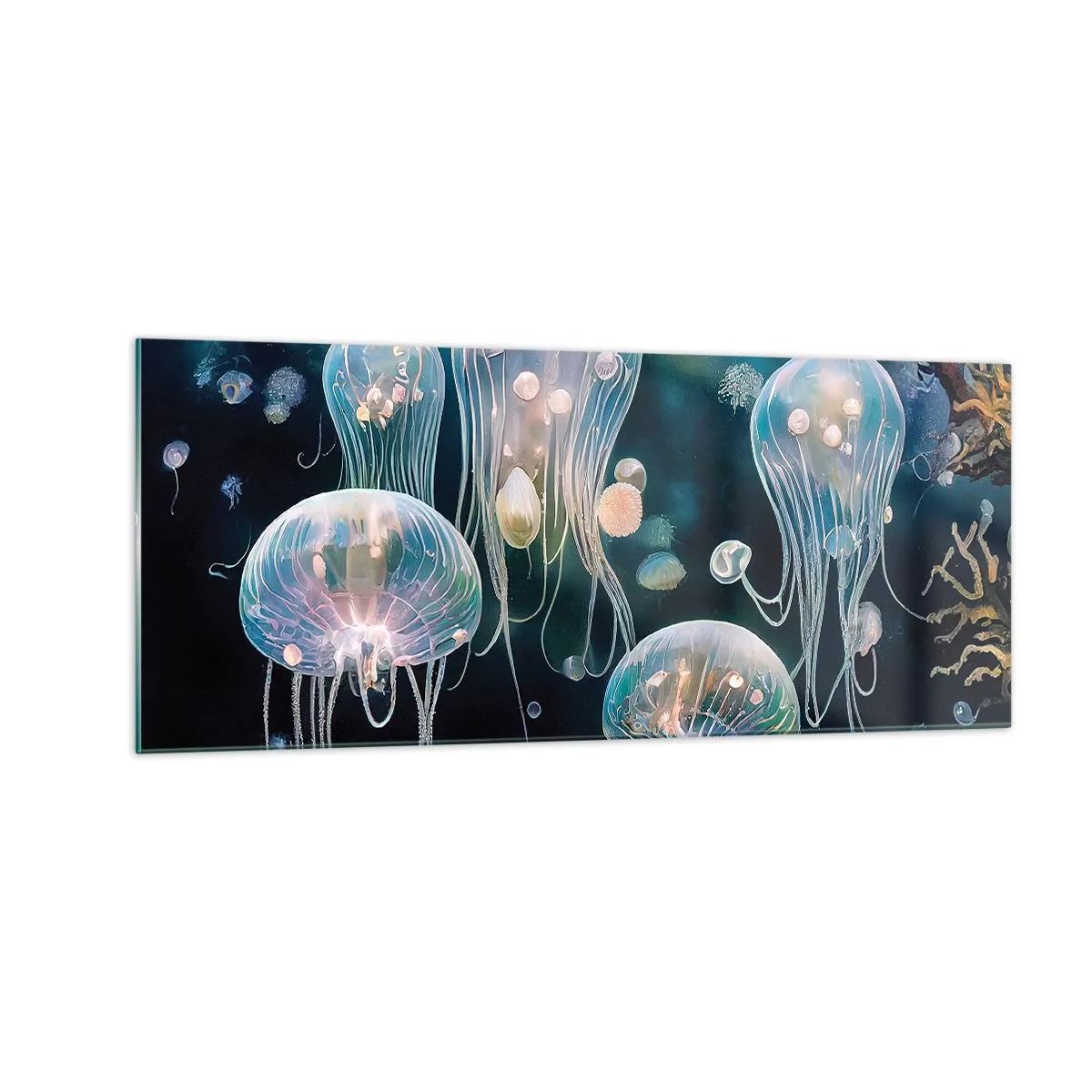 Cuadro sobre vidrio - Impresiones sobre Vidrio - Globos submarinos - 100x40 cm