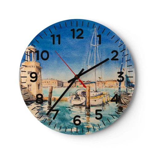 Reloj de pared - Reloj de vidrio - Laguna soleada - 30x30 cm