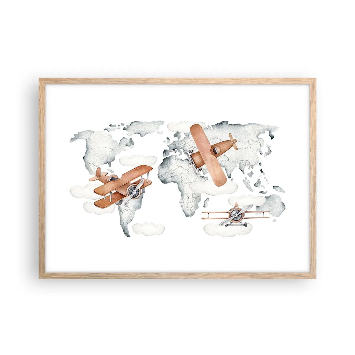 Póster en marco roble claro - Con espíritu pionero - 70x50 cm