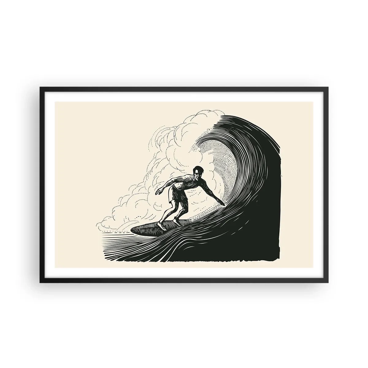Póster en marco negro - Rey de la ola - 91x61 cm