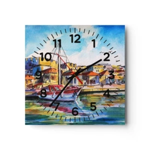 Reloj de pared - Reloj de vidrio - Tarde de arco iris - 30x30 cm
