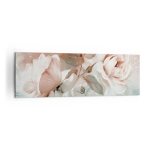 Cuadro sobre lienzo - Impresión de Imagen - Delicadas rosas en tonos pastel sobre un fondo claro. - 160x50cm - El espíritu del romanticismo - Decoración de pared moderna para salón y dormitorio ARTTOR