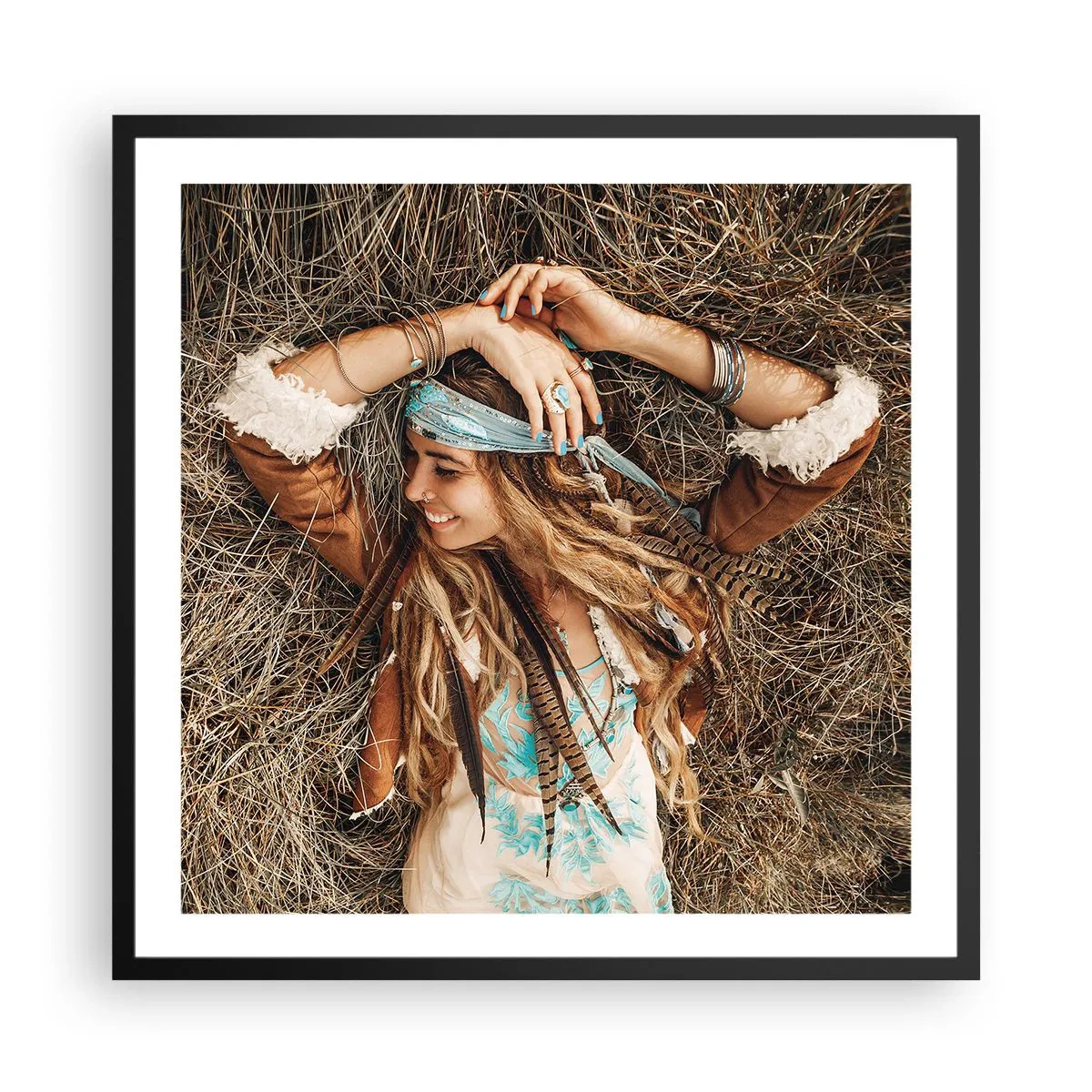 Póster en marco negro - El verano del amor - 60x60 cm