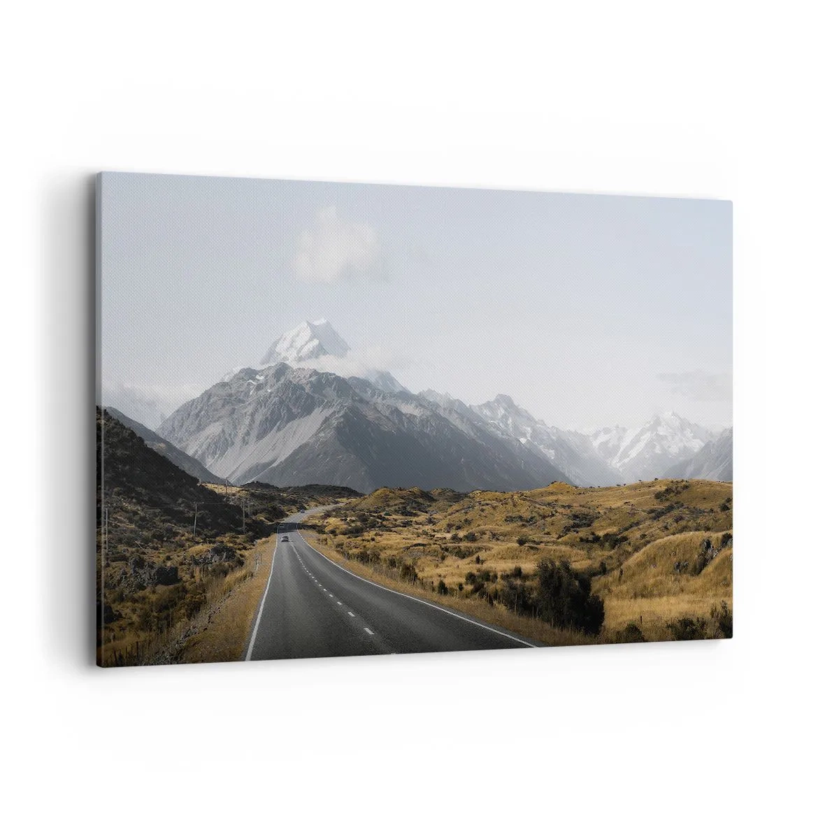 Cuadro sobre lienzo - Impresión de Imagen - Un camino en las montañas rodeado de un paisaje pintoresco. - 100x70cm - El camino al corazón de las montañas - Decoración de pared moderna para salón y dormitorio ARTTOR