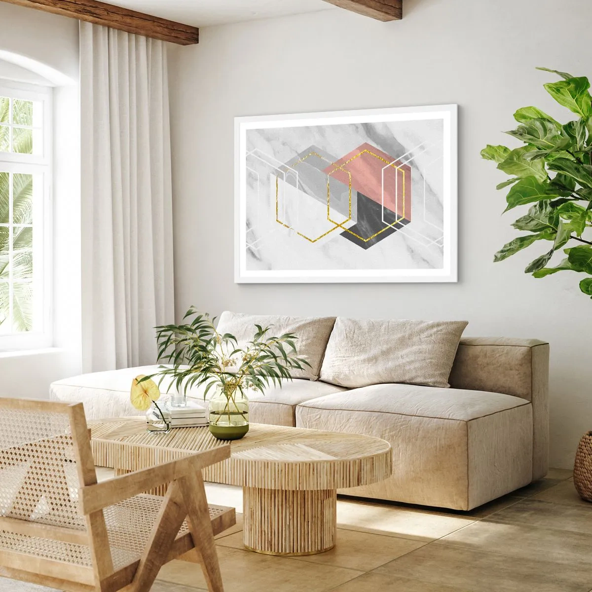 Póster en marco blanco - Composición en cadena - 100x70 cm