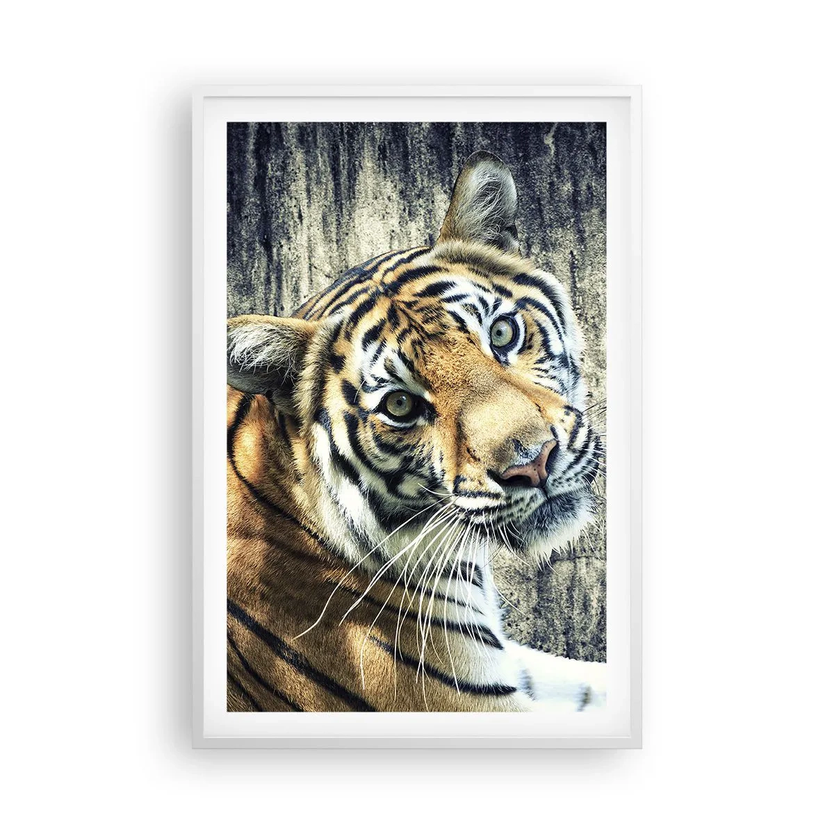 Póster en marco blanco - Retrato en corrientes de luz - 61x91 cm