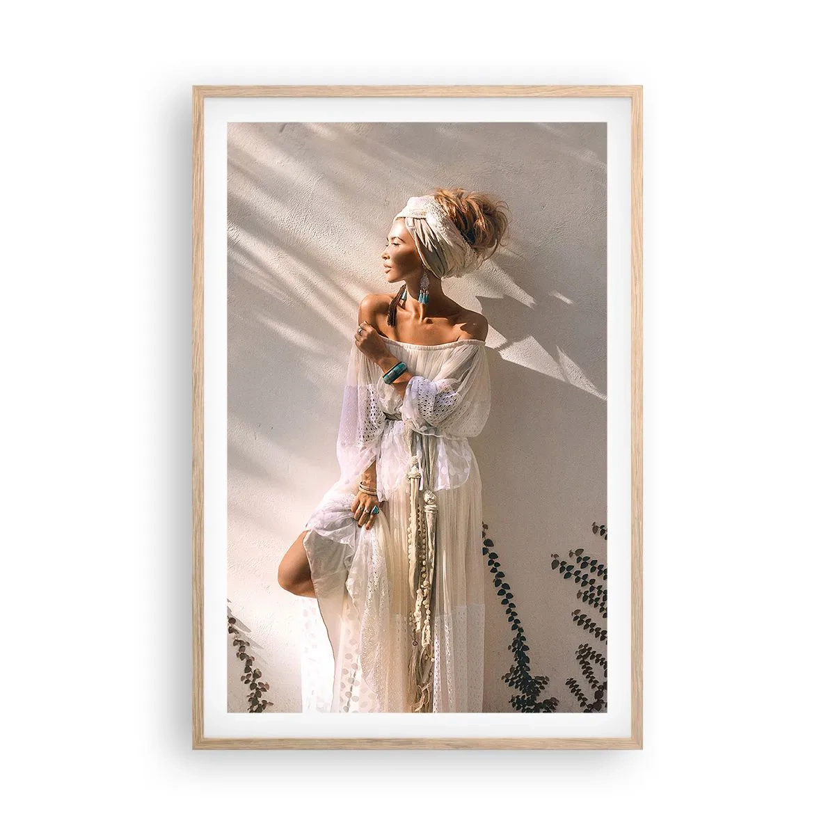 Póster en marco roble claro - El sol y la joven - 61x91 cm