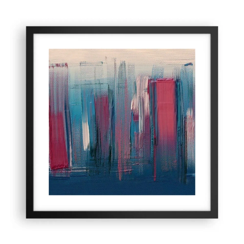 Póster en marco negro - Composición vertical en azul y rojo - 40x40 cm