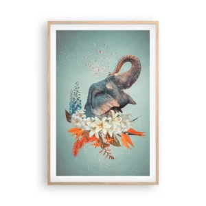 Póster en marco roble claro - Un grito de alegría - 61x91 cm