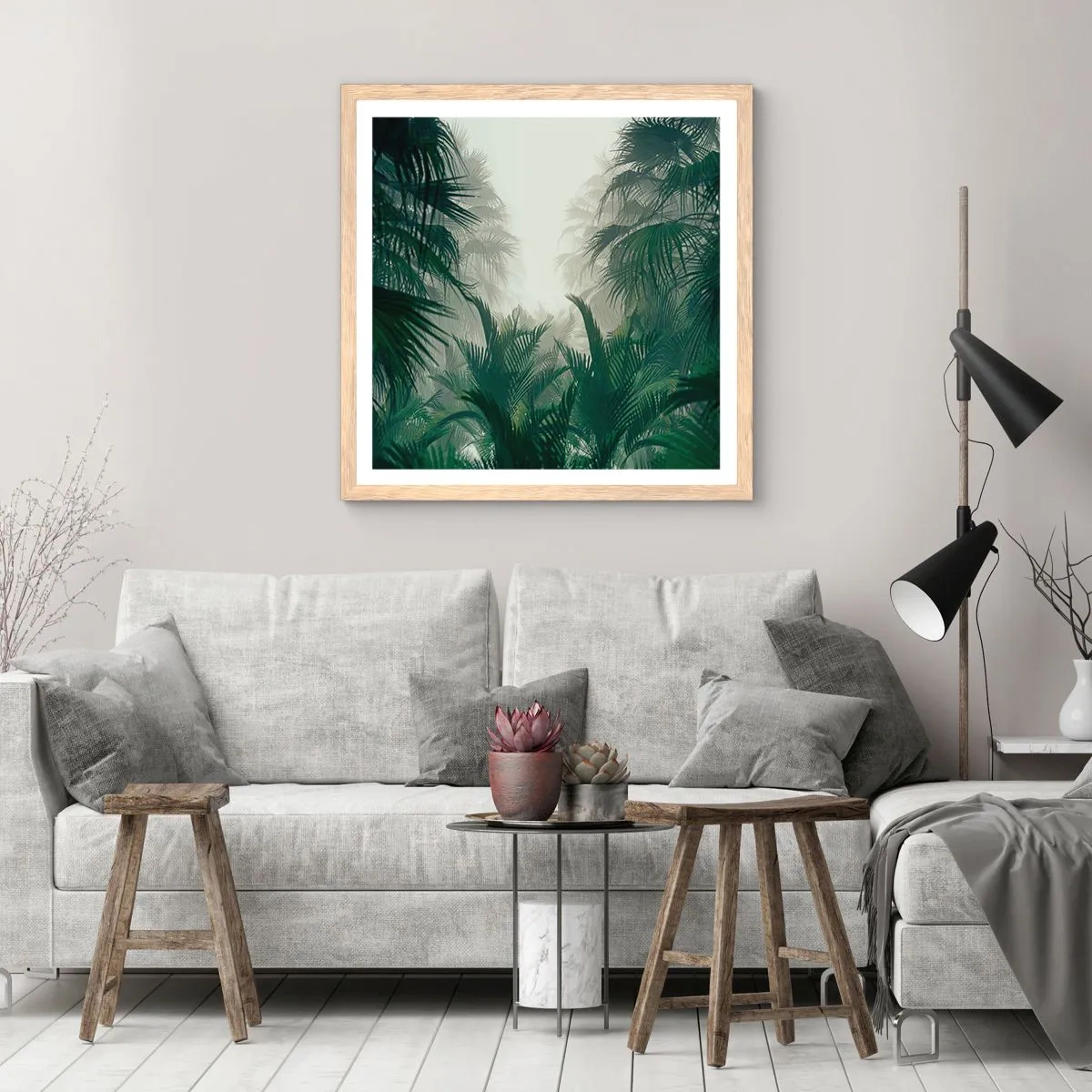 Póster en marco roble claro - Misterio tropical - 60x60 cm