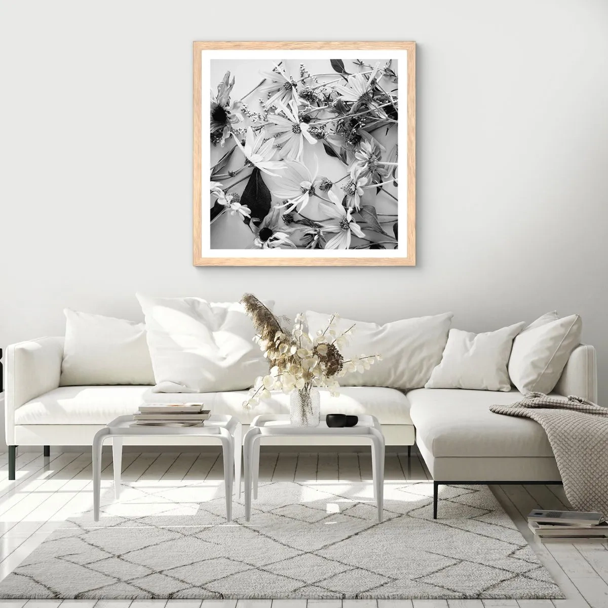 Póster en marco roble claro - Un no ramo de flores - 40x40 cm