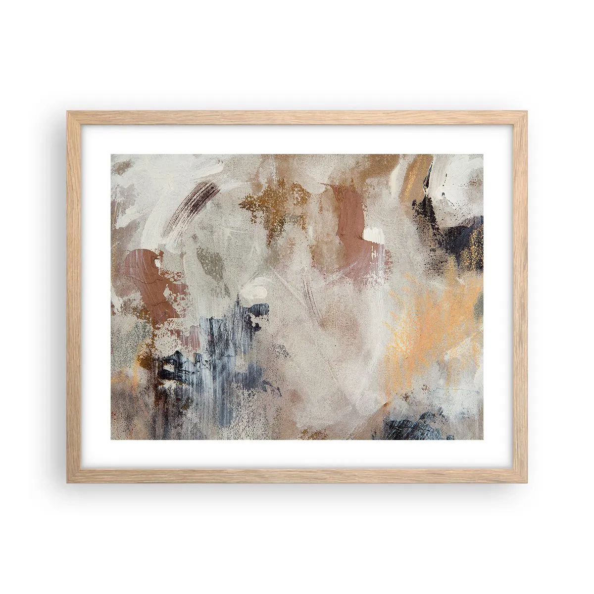 Póster en marco roble claro - Abstracción brumosa - 50x40 cm