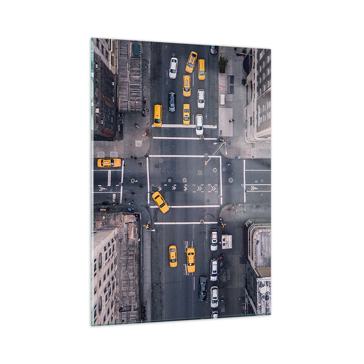 Cuadro sobre vidrio - Impresiones sobre Vidrio - Vista aérea de una intersección concurrida de la ciudad. - 50x70cm - Una simple elección - Decoración de pared moderna para salón y dormitorio ARTTOR