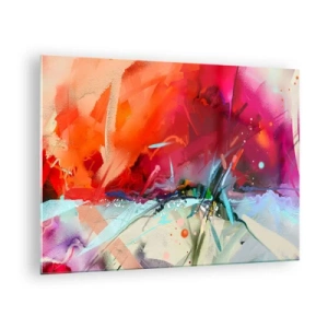 Cuadro sobre vidrio - Impresiones sobre Vidrio - Una explosión abstracta de colores y luces en una composición dinámica. - 70x50cm - Una explosión de luces y colores - Decoración de pared moderna para salón y dormitorio ARTTOR