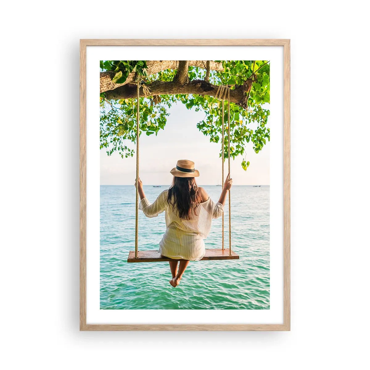 Póster en marco roble claro - La vida es bella - 50x70 cm