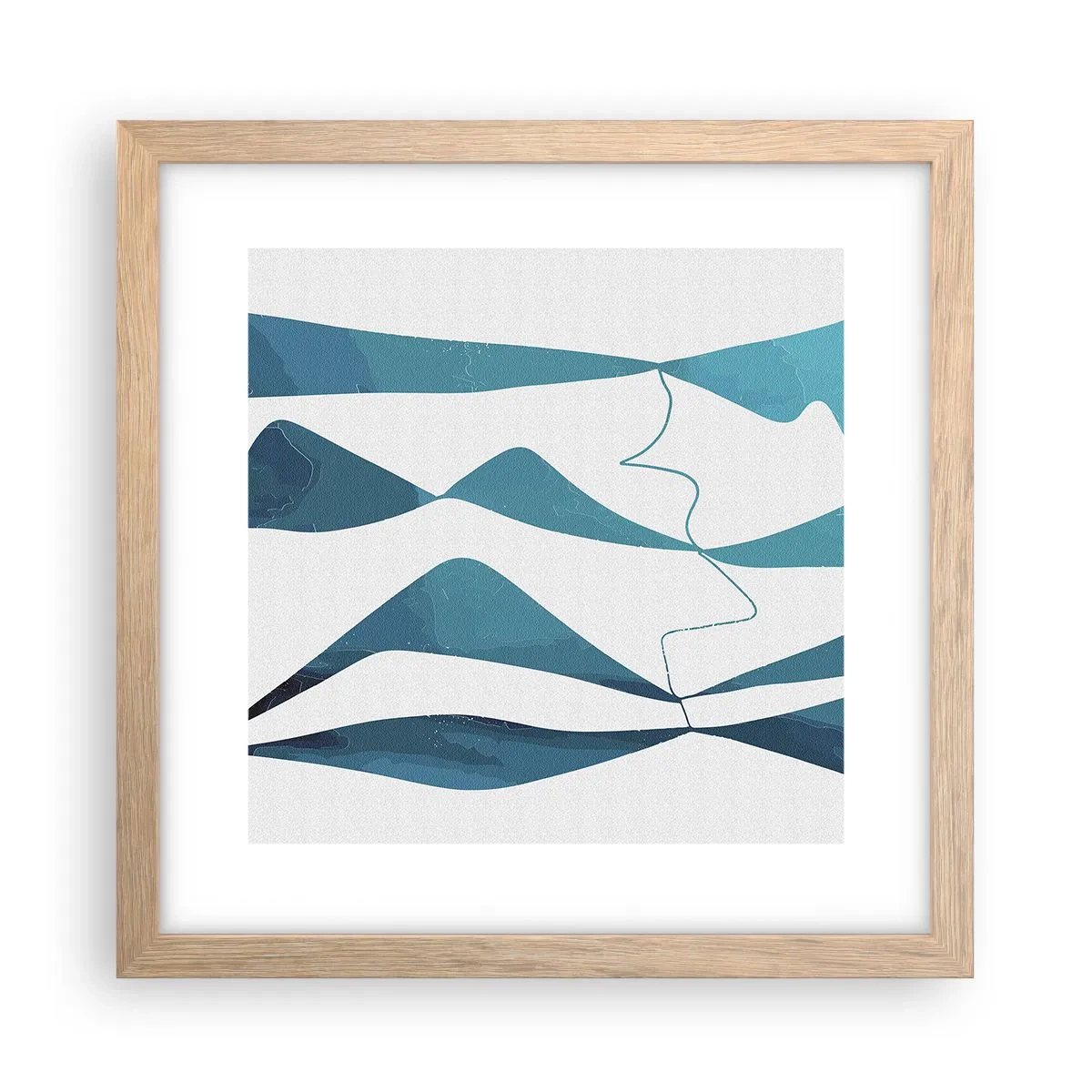 Póster en marco roble claro - Abstracción: un compuesto turquesa - 30x30 cm