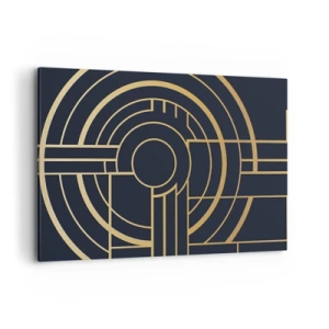 Cuadro sobre lienzo - Impresión de Imagen - Patrón geométrico con líneas doradas. - 120x80cm - Giro de los elementos - Decoración de pared moderna para salón y dormitorio ARTTOR