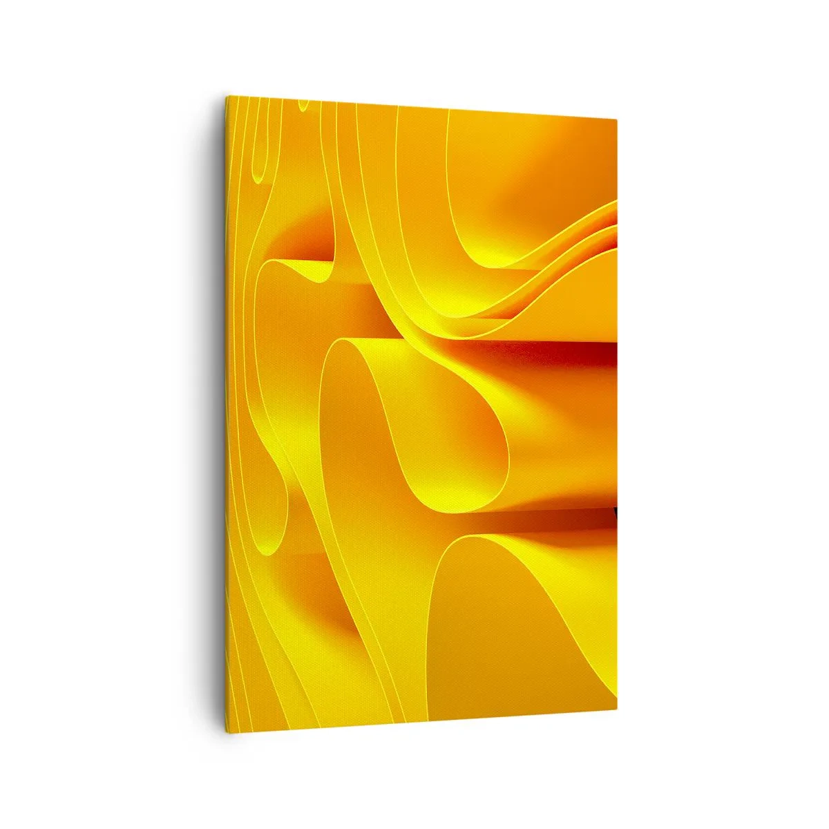 Cuadro sobre lienzo - Impresión de Imagen - Ondas abstractas amarillas que se asemejan a los rayos del sol - 70x100cm - Como las olas del sol - Decoración de pared moderna para salón y dormitorio ARTTOR