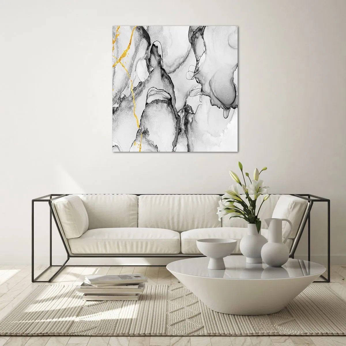 Cuadro sobre vidrio - Impresiones sobre Vidrio - Composición con motivo de oro - 30x30 cm