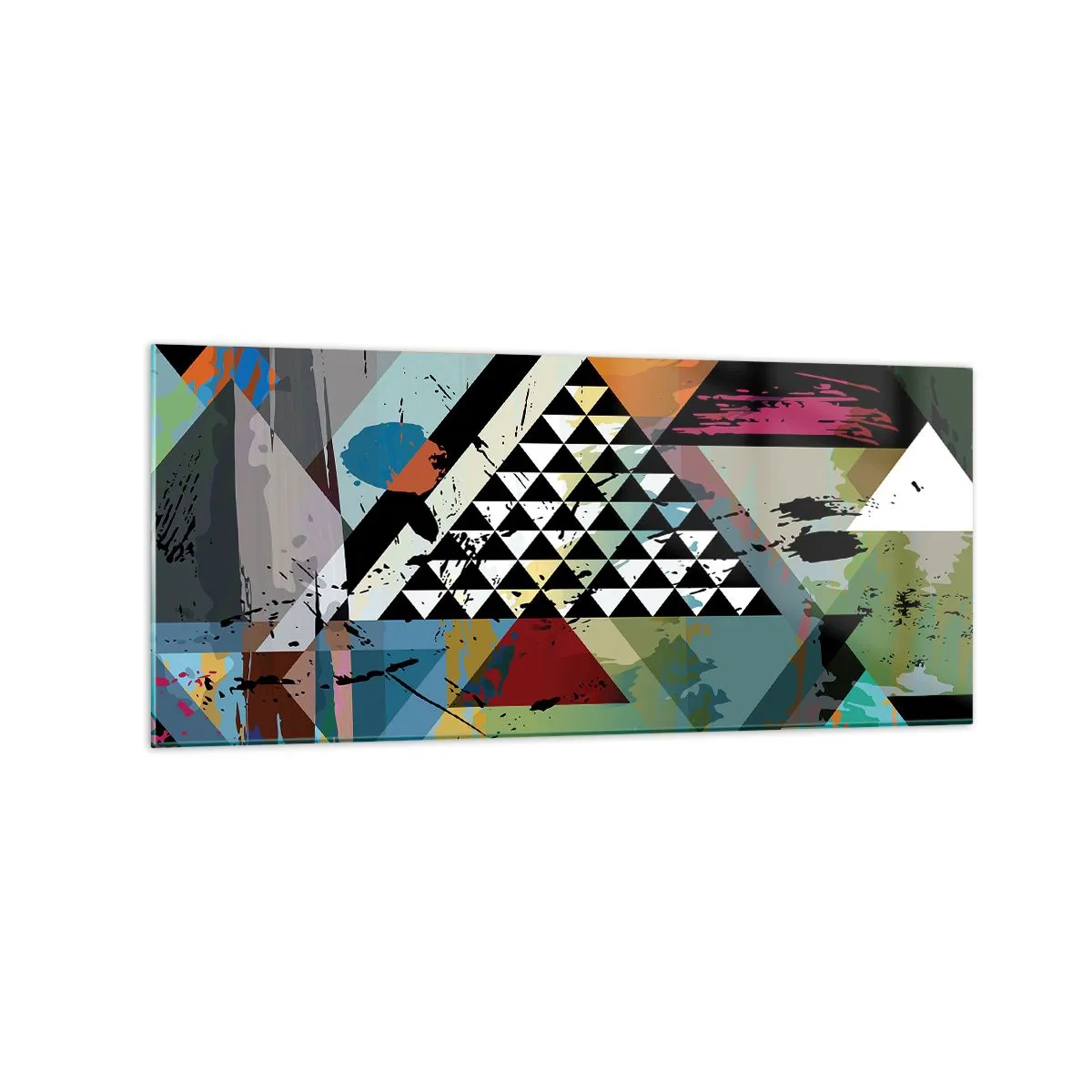 Cuadro sobre vidrio - Impresiones sobre Vidrio - Una composición abstracta de formas geométricas y colores. - 120x50cm - Qué sencillo es - Decoración de pared moderna para salón y dormitorio ARTTOR