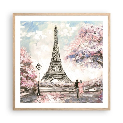 Póster en marco roble claro - Un paseo por París en abril - 60x60 cm