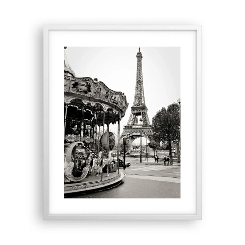 Póster en marco blanco - Tal diversión solo en París - 40x50 cm
