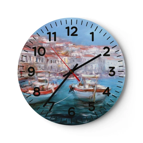 Reloj de pared - Reloj de vidrio - Bahía italiana - 40x40 cm