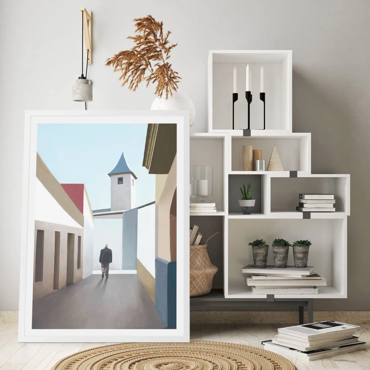 Póster en marco blanco - Paseo soleado - 70x100 cm