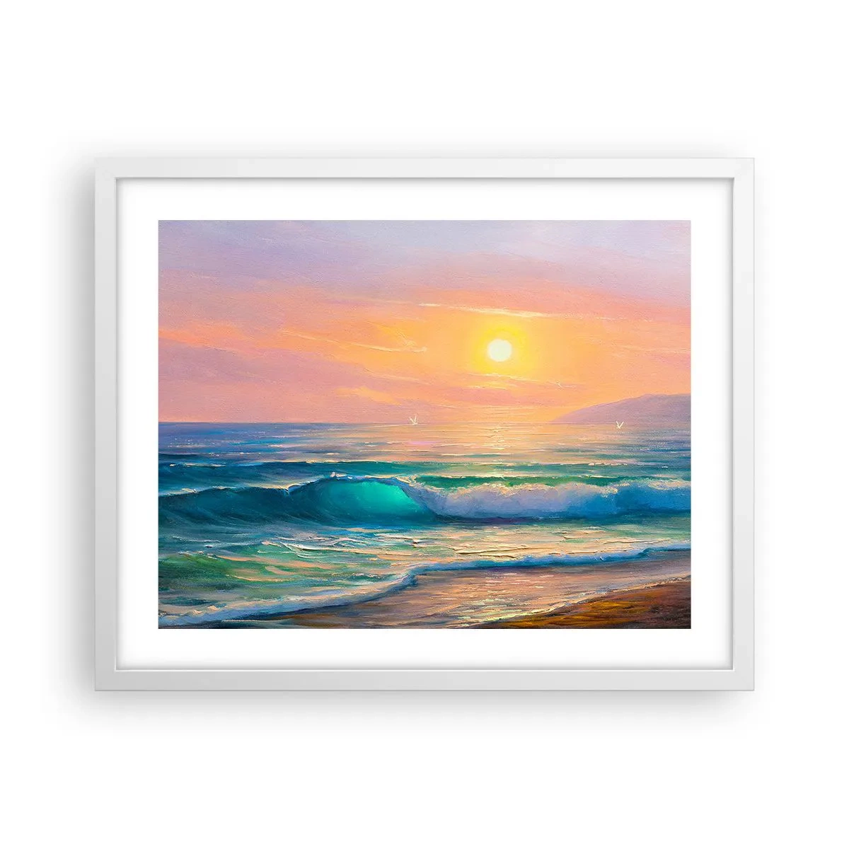 Póster en marco blanco - El canto turquesa de las olas - 50x40 cm