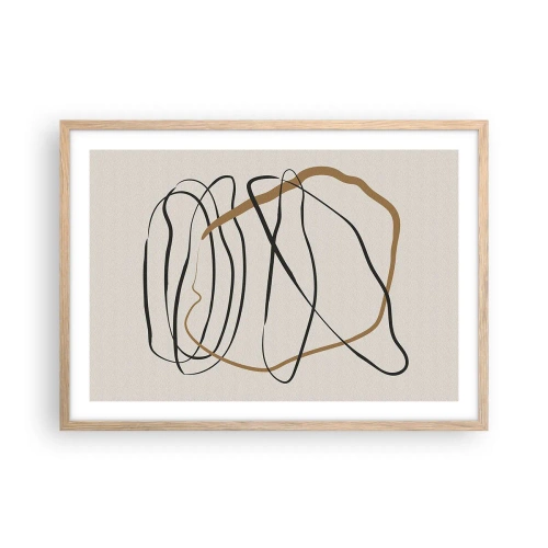 Póster en marco roble claro - Composición: danza lineal - 70x50 cm