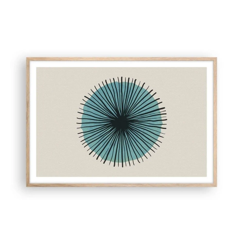 Póster en marco roble claro - Radiante en azul - 91x61 cm