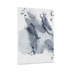 Cuadro sobre vidrio - Impresiones sobre Vidrio - Manchas de acuarela de color azul grisáceo que se asemejan al agua en movimiento - 50x70cm - Un estudio sobre la naturaleza del agua - Decoración de pared moderna para salón y dormitorio ARTTOR