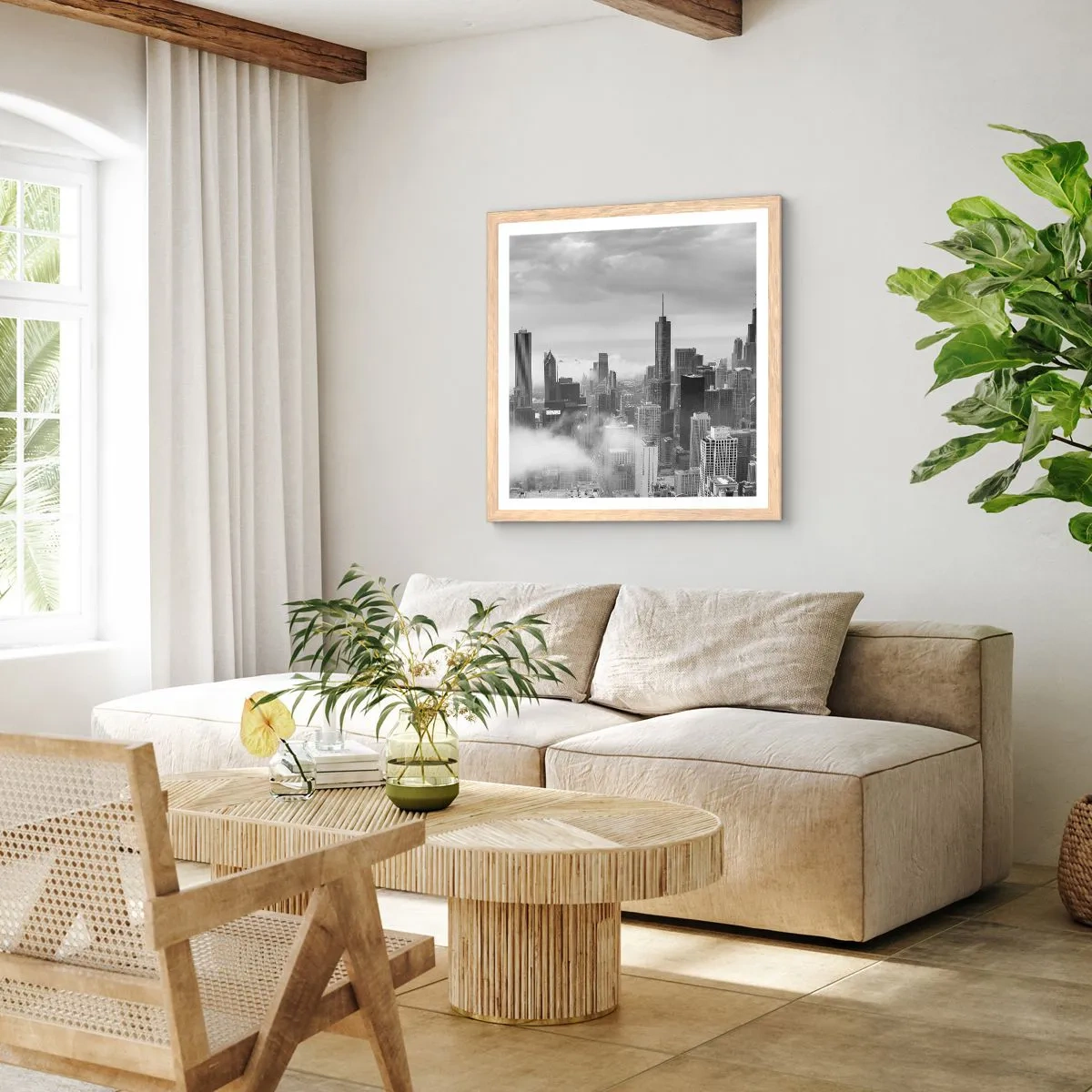 Póster en marco roble claro - Paisaje americano - 30x30 cm