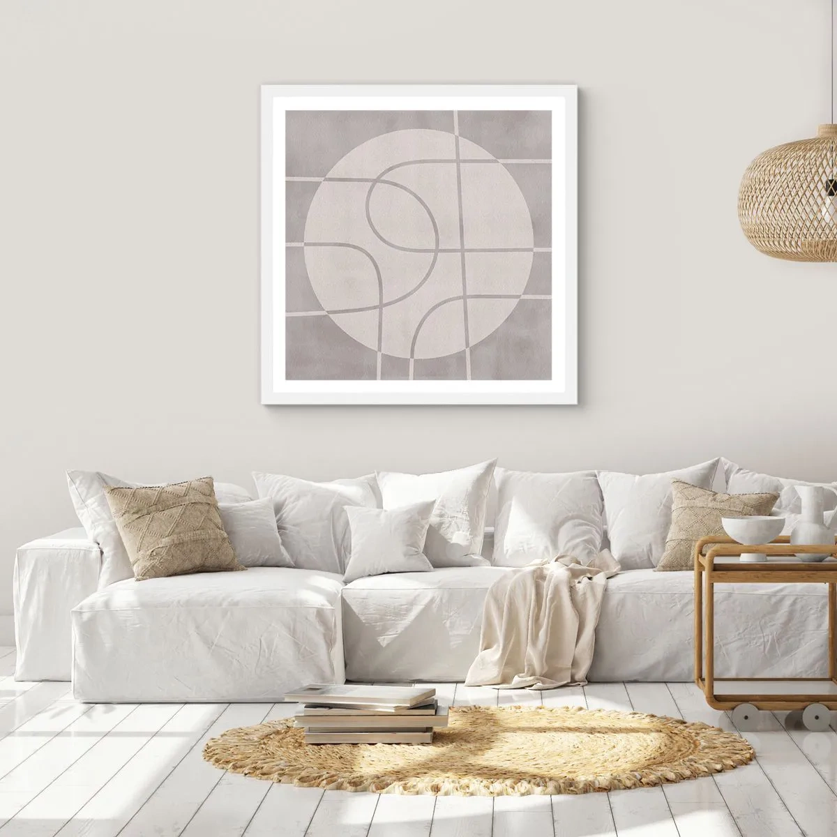 Póster en marco blanco - Circular y rectilíneo - 30x30 cm