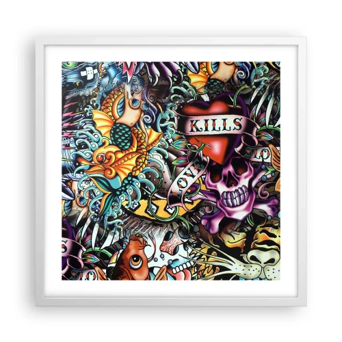 Póster en marco blanco - El sueño de un tatuador - 50x50 cm