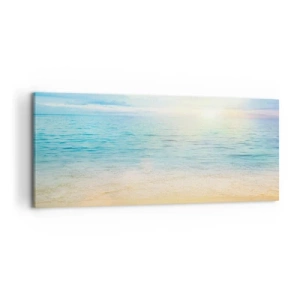 Cuadro sobre lienzo - Impresión de Imagen - Una playa con mar turquesa y cielo despejado. - 120x50cm - Gran cielo azul - Decoración de pared moderna para salón y dormitorio ARTTOR