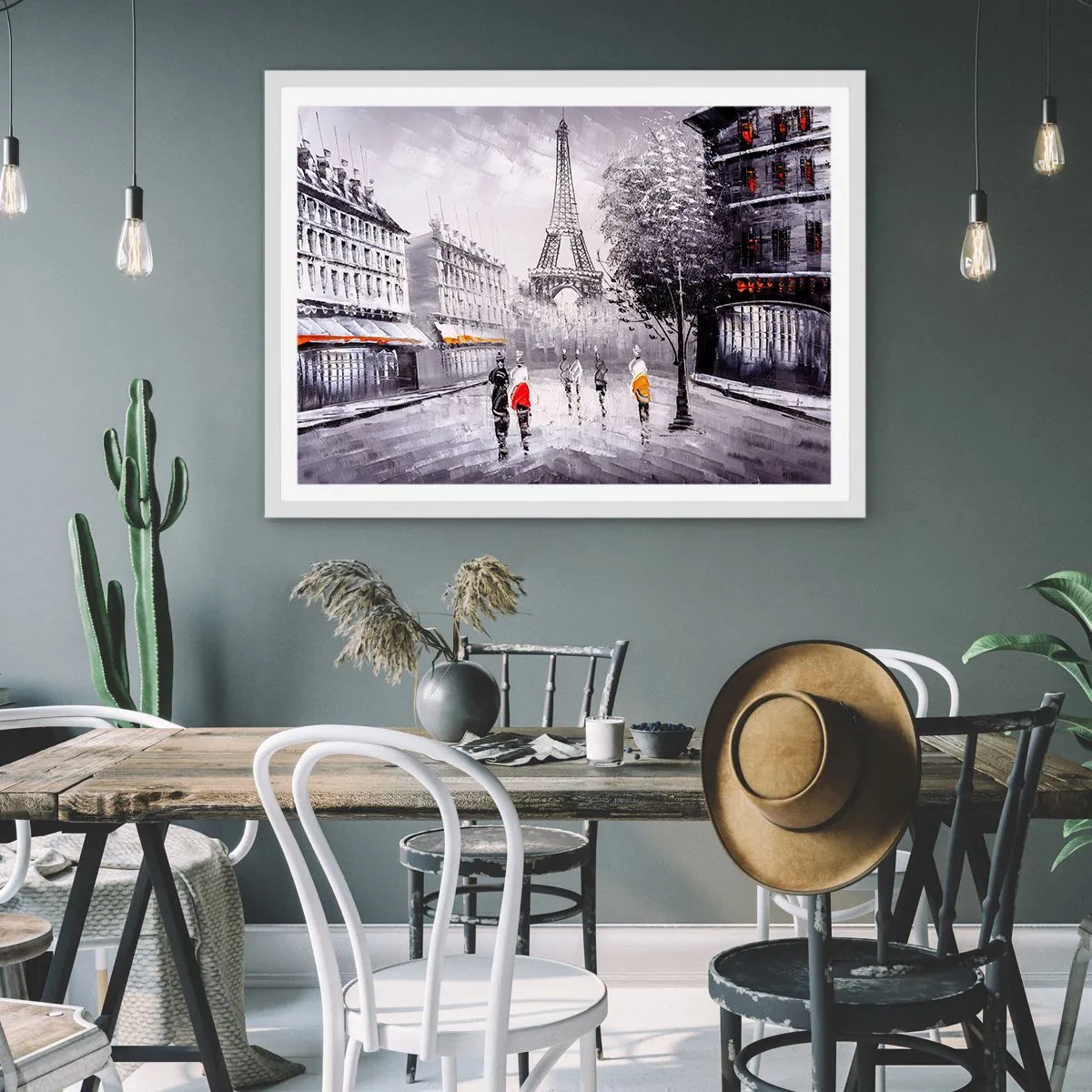 Póster en marco blanco - Un paseo parisino - 70x50 cm
