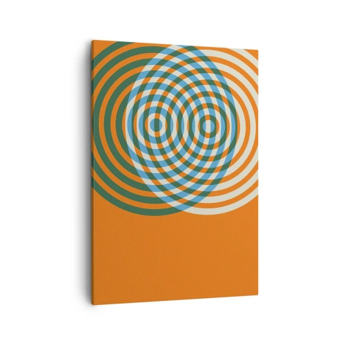 Cuadro sobre lienzo - Impresión de Imagen - Círculos concéntricos sobre un fondo naranja - 50x70cm - Círculos y abstracción - Decoración de pared moderna para salón y dormitorio ARTTOR