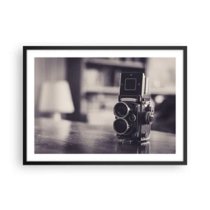 Póster en marco negro - Cámara antigua en blanco y negro - 70x50cm - La magia de la fotografía antigua - Decoración de pared moderna para salón y dormitorio ARTTOR