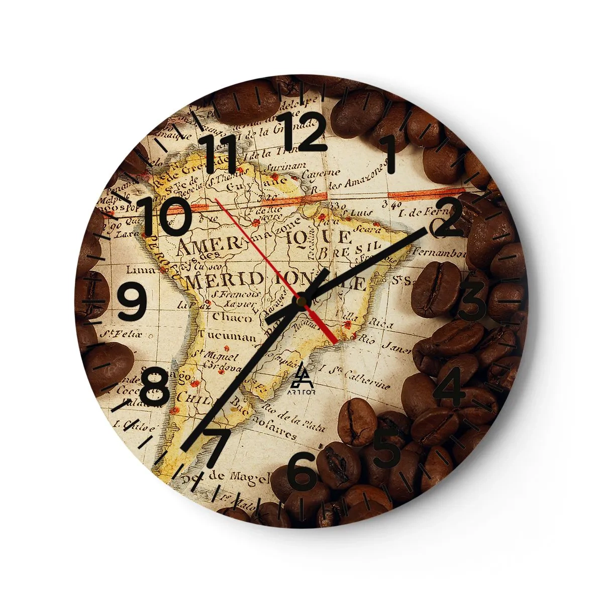 Reloj de pared - Reloj de vidrio - ¿De dónde viene el mejor café? - 40x40 cm