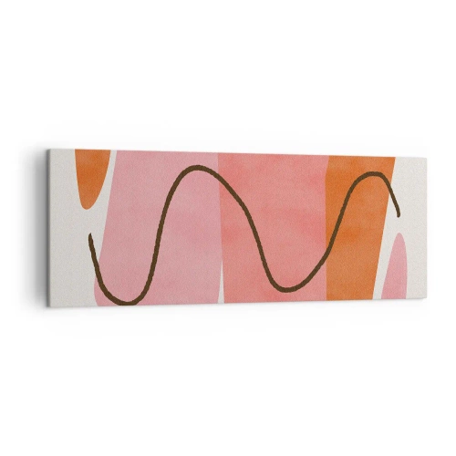 Cuadro sobre lienzo - Impresión de Imagen - Formas abstractas en tonos rosa y naranja. - 140x50cm - Suave movimiento de formas - Decoración de pared moderna para salón y dormitorio ARTTOR