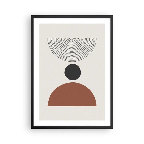 Póster en marco negro - Motivo geométrico con semicírculo y líneas sobre fondo claro. - 50x70cm - En el centro de la atención - Decoración de pared moderna para salón y dormitorio ARTTOR