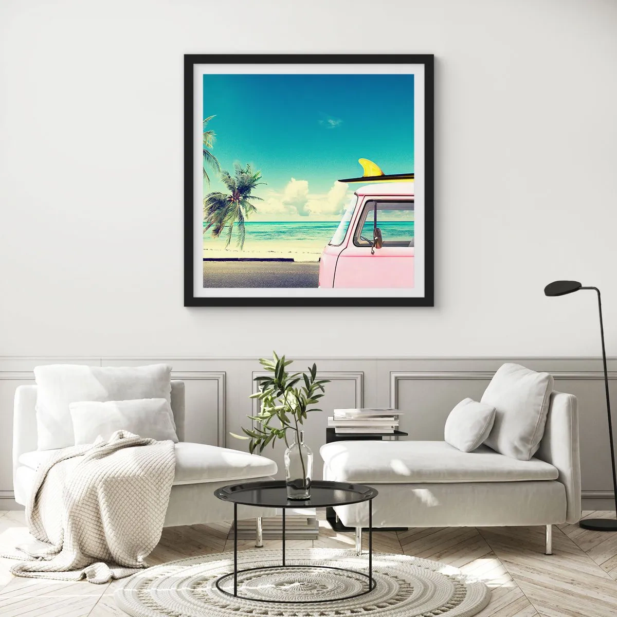 Póster en marco negro - Comienzan las vacaciones - 30x30 cm
