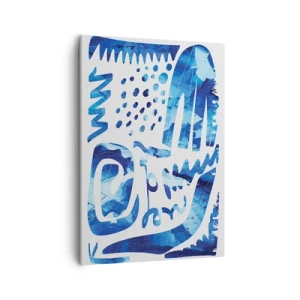 Cuadro sobre lienzo - Impresión de Imagen - Patrón abstracto en tonos azules - 50x70cm - Vuelta a las raíces - Decoración de pared moderna para salón y dormitorio ARTTOR