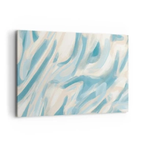 Cuadro sobre lienzo - Impresión de Imagen - Rayas azules abstractas sobre un fondo claro - 120x80cm - Brisas primaverales - Decoración de pared moderna para salón y dormitorio ARTTOR