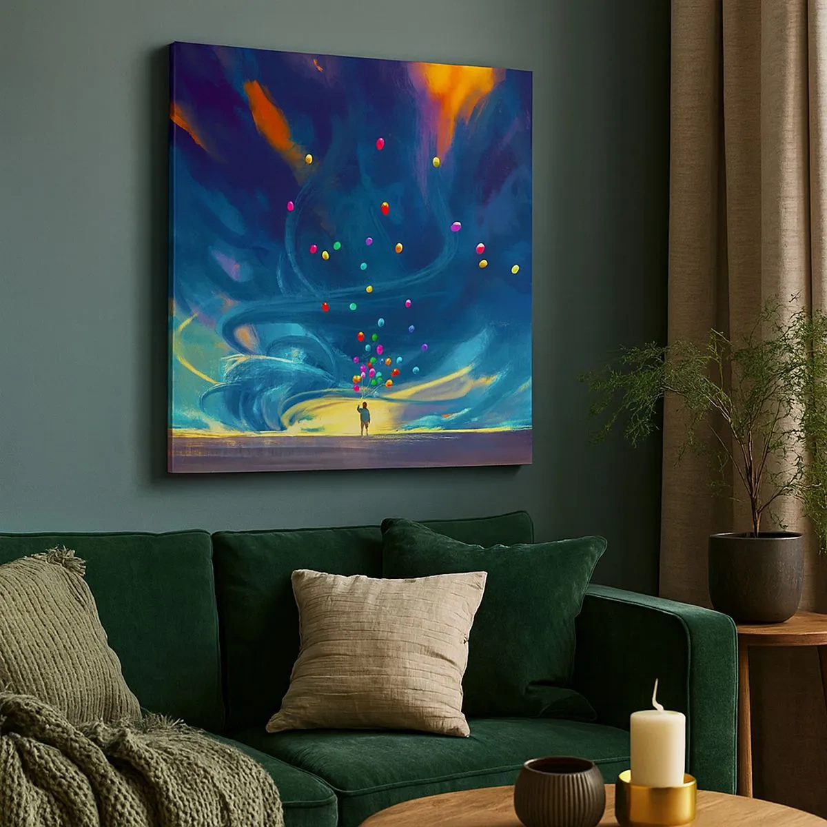 Cuadro sobre lienzo - Impresión de Imagen - En un viento azul - 30x30 cm