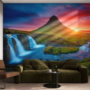 Fotomural Standard Eco - Islandia - fuego y agua - Paisaje, Islandia, Kirkjufellsfoss - 200x140 cm