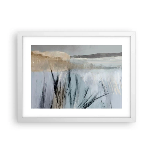Póster en marco blanco - Campos de invierno - 40x30 cm