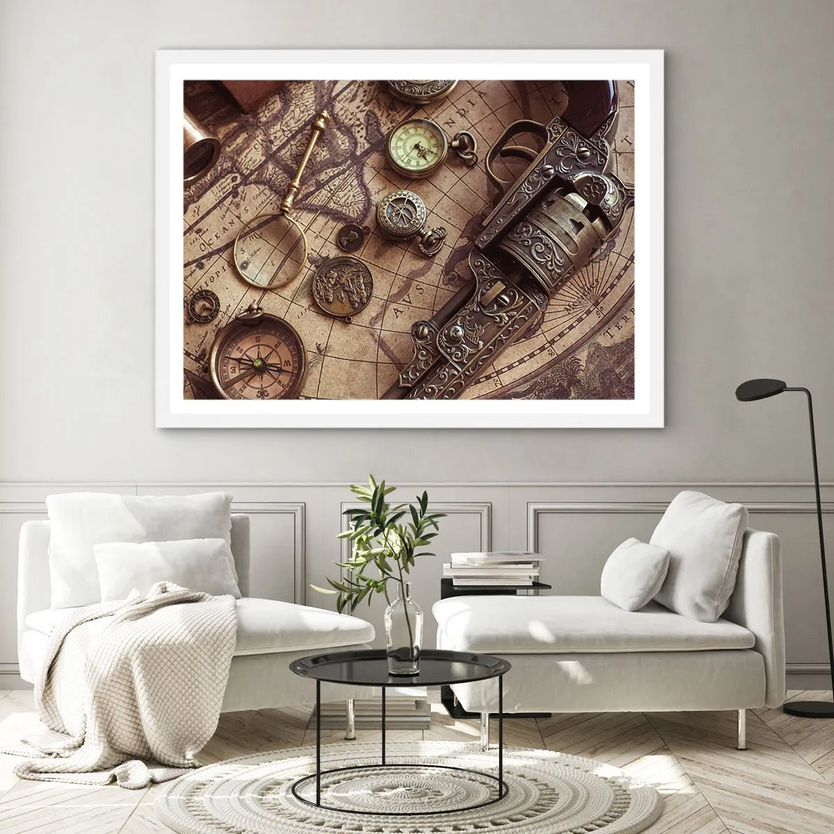 Póster en marco blanco - La aventura llama - 100x70 cm