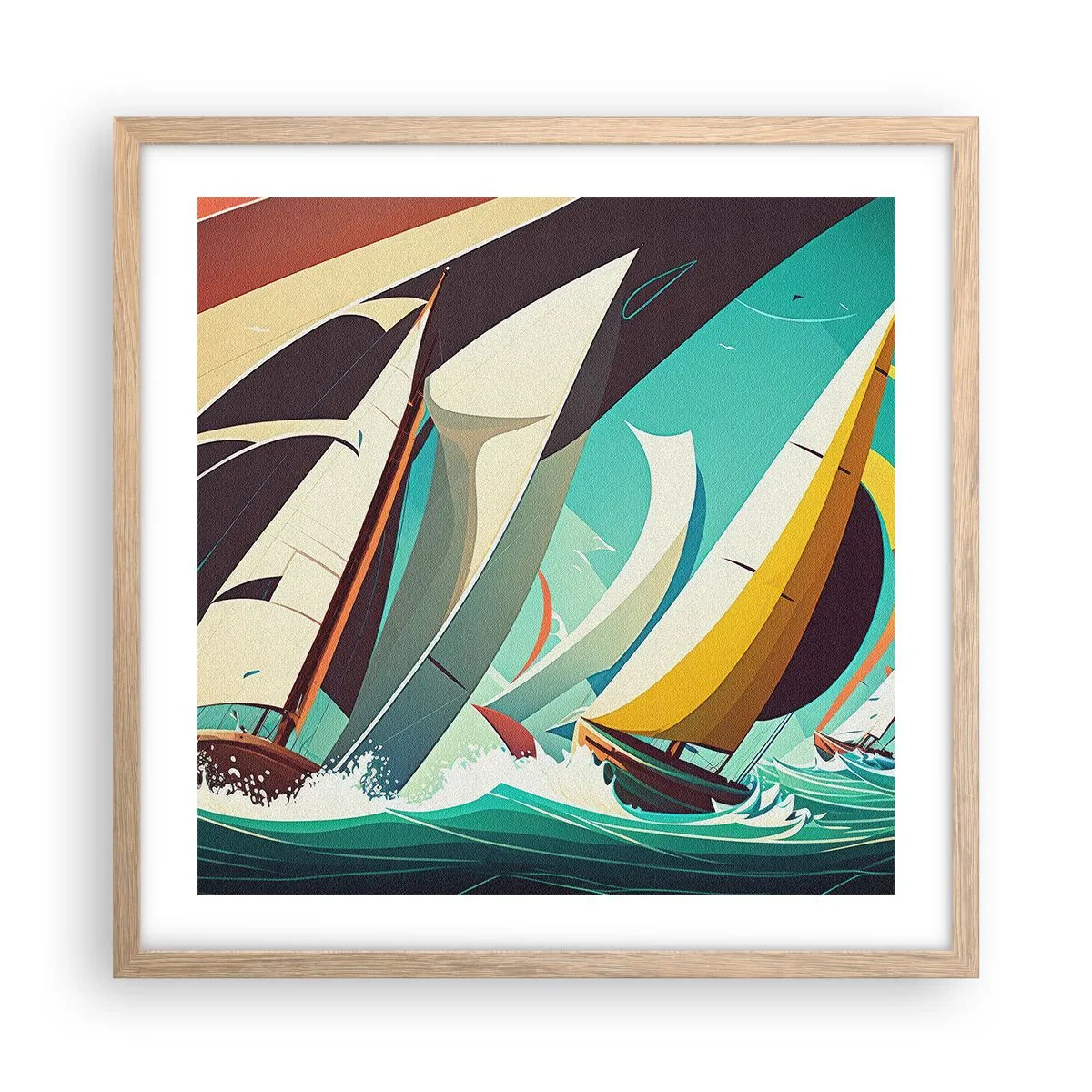 Póster en marco roble claro - Afrontar los elementos - 50x50 cm